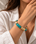 Turquoise & Gold Statement Bangle