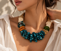 Teal Mosaic Statement Necklace
