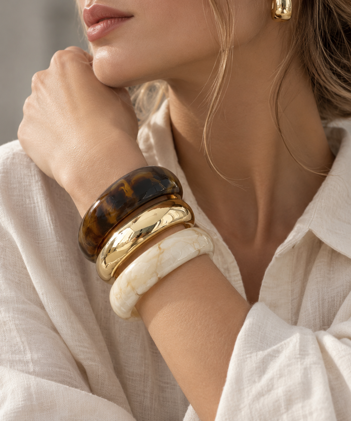 Sculpted Trio Statement Bangles