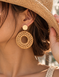 Golden Rattan Hoop Earrrings