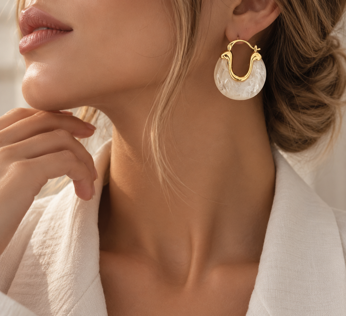 Ivory Crescent Statement Earrings