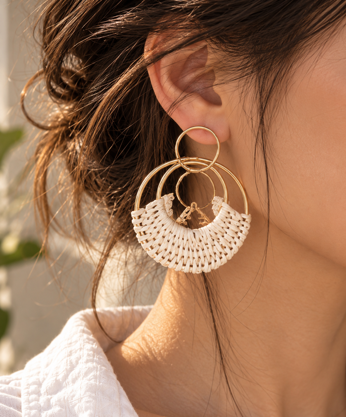 Ivory Woven Fan Earrings