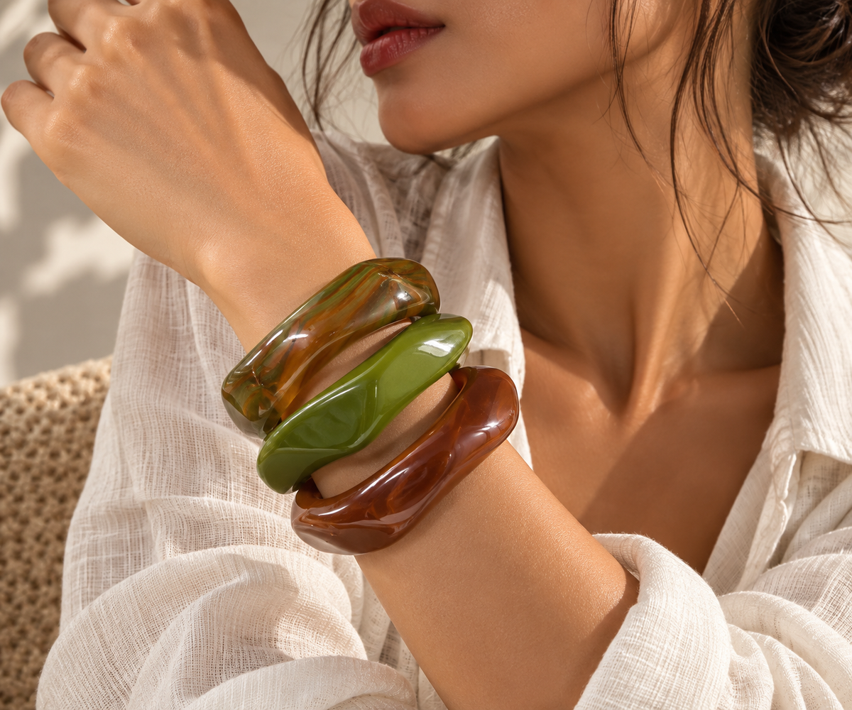 Forest Tones Sculpted Bangle Set