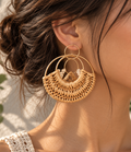 Golden Woven Fan Earrings