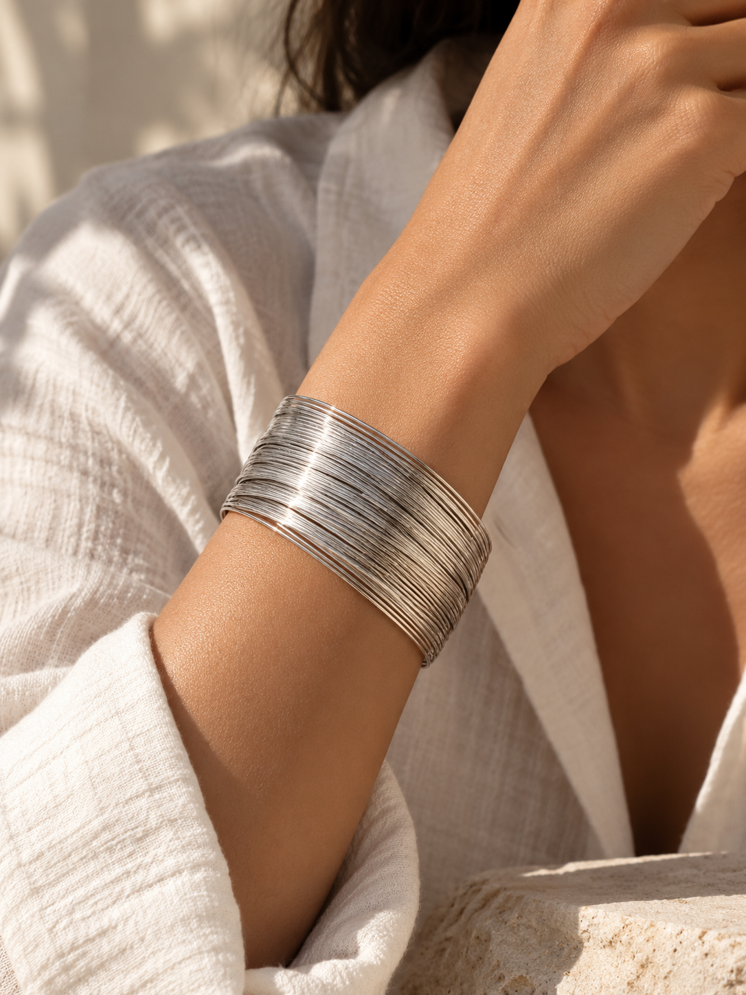Silver Cascade Statement Cuff