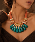 Teal Teardrop Statement Necklace