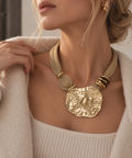 Sculpted Gold Statement Necklace