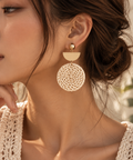 Ivory Woven Disk Earrings