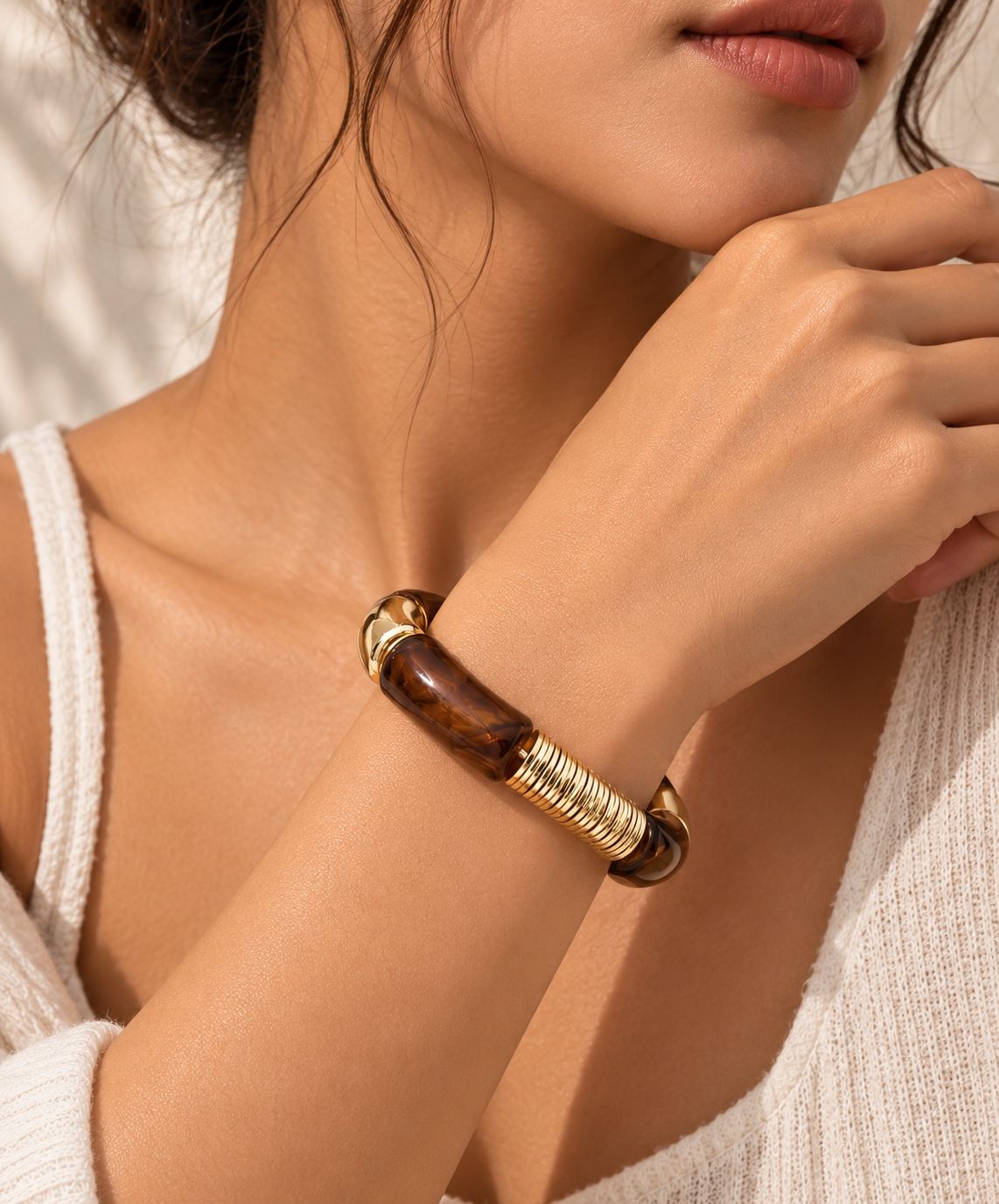 Tortoise & Gold Statement Bangle