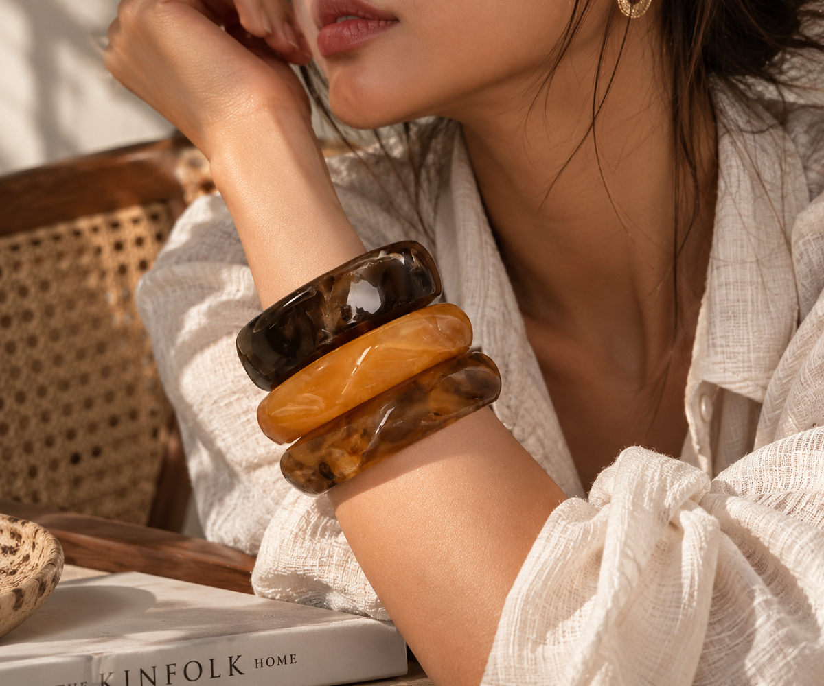 Amber Tortoise Bangle Set